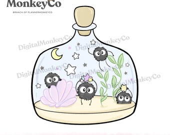 Soot Sprite Jar PNG | Hand-Drawn Art Clipart | Trendy Digital Stickers