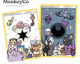 Normal Energy + Dark Energy Pokemon Custom Cards PNG | Hand-Drawn Art Clipart | Trendy Digital Stickers (2PC PNG's)