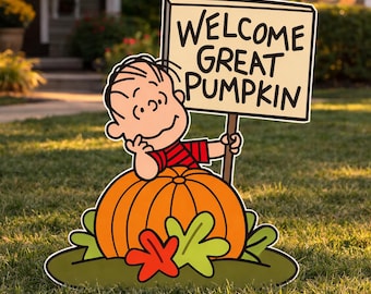 Great Pumpkin Halloween Yard Sign, Linus Pumpkin Patch Decor, Peanuts Halloween Lawn Sign, Charlie Brown Fall Decoration, snoopy Halloween