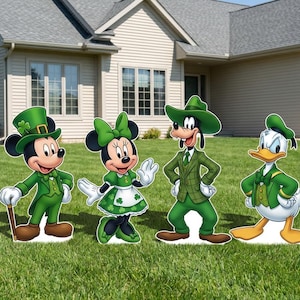 Saint Patrick's Day Mickey & Friends Standee | Minnie Mouse Cutout | Saint Patricks | outdoor decor Lawn yard Sign st Patrick's Daisy Goofy bild 1