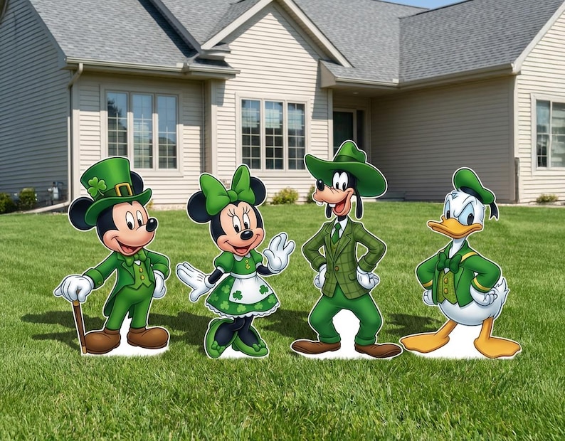 Saint Patrick's Day Mickey & Friends Standee | Minnie Mouse Cutout | Saint Patricks | outdoor decor Lawn yard Sign st Patrick's Daisy Goofy bild 1