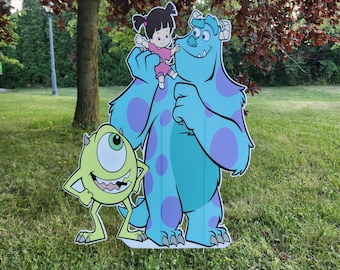 Monsters Inc Party Standee Cutout, Sulley Mike Boo Characters cut outs, Kids Birthday Party Photo Booth Decor Monsters Inc decor
