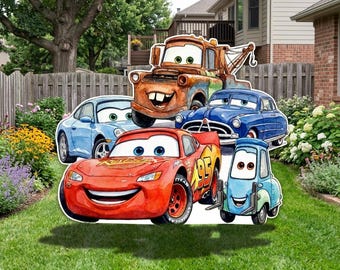 Cars Birthday Cutout, Lightning McQueen Party Decoration, Card Theme decor, Yard Sign, Cars Cutouts , Cars Backdrop, standee, Mater cutout