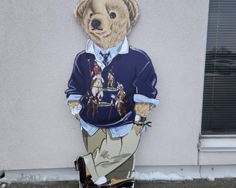 Polo Bear Birthday Cutout | Party Decoration | Lawn Sign |  Preppy Teddy Bear Life Size Decor | Bear theme Party Cut outs Vintage Bear