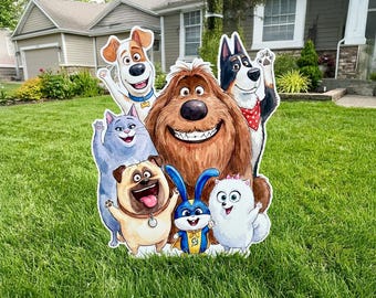 Secret Life of Pets Birthday Decorations, Max and Duke Party Sign, Pet Theme Birthday Yard Decor, Secret Life of Pets Birthday Decor, Gidget