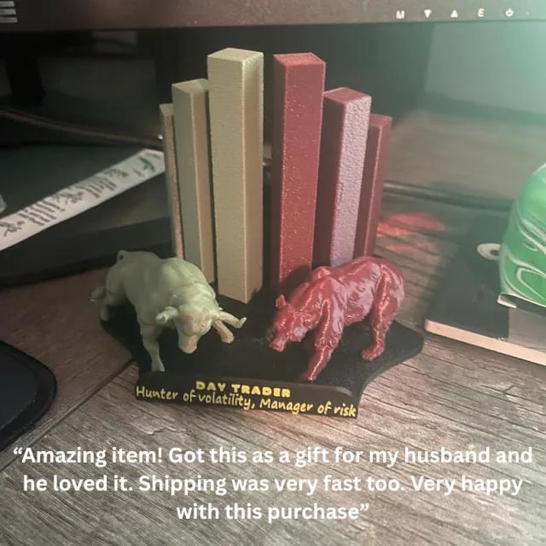 Desk Organizer - Stock Market - Day Trader Gift, Bull & Bear Bild 3