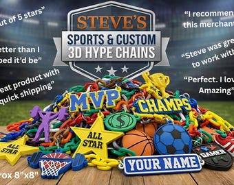 Sports Hype Chain, Photo Frames w/Chain & Door Signs - Customizable and Personalized with Layered Pendant - 3d Printed