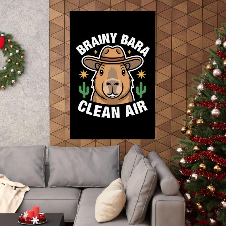 Brainy Bara Clean Air Capybara Poster Matte Vertical Poster | Cowboy ...