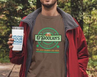 Graphic Irish Bar Tee: Heather Cotton Blend, Casual Pub Shirt