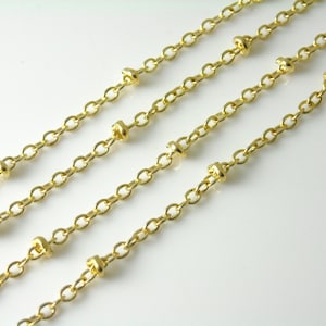 Satellite Seed Bead Cable Chain, Light Gold Plated, 2mm x 1.7mm - 10 feet