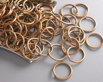 Extra Thick Open Cut Jump Rings, Antique Copper Plated, 10mm, 18 gauge - 50 pieces