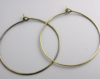 Wineglass Hoop Earrings, Antique Bronze Plated, 35mm diameter - 20 pcs