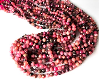 Faceted Gemstones, 3mm diameter, Choose From Three Varieties, Rhodonite, Amethyst and Turquoise - Full 15-inch Strand (120 beads)