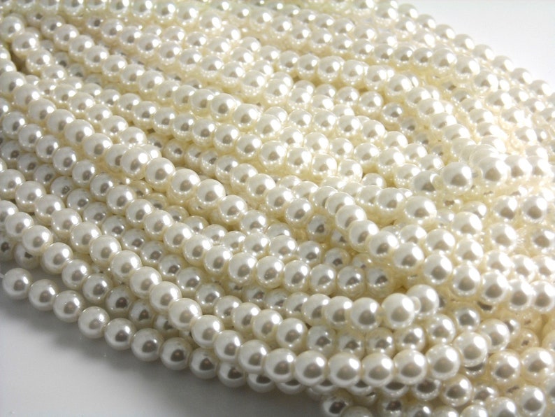 Czech Glass Pearl Lace White 4mm /& 8mm Full 15-inch strand