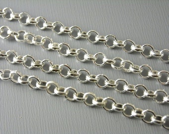 Soldered Round Cable Link Chain, Silver Tone Plated, 4mm links - Choose Length/Quantity