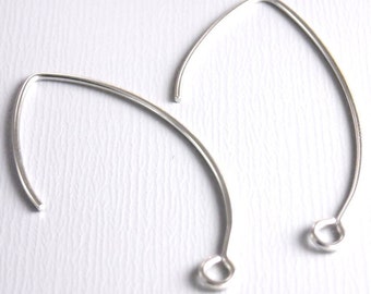 Large V Shape Earwire Hooks, Platinum Plated, 36mmx20mm - 10 pieces