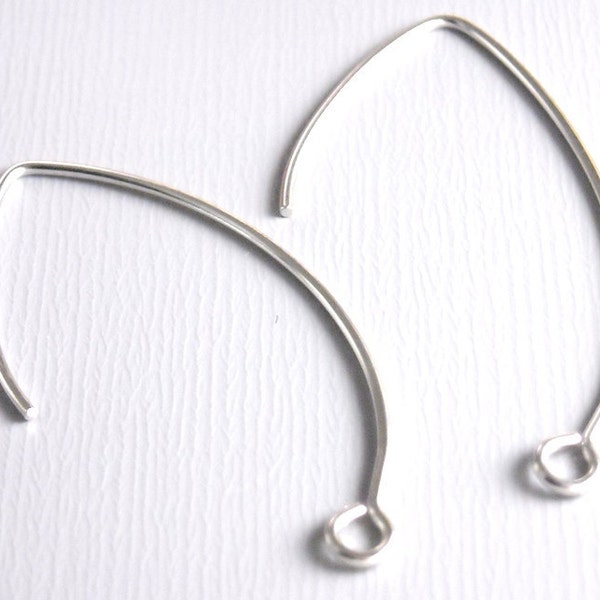 Large V Shape Earwire Hooks, Platinum Plated, 36mmx20mm - 10 pieces