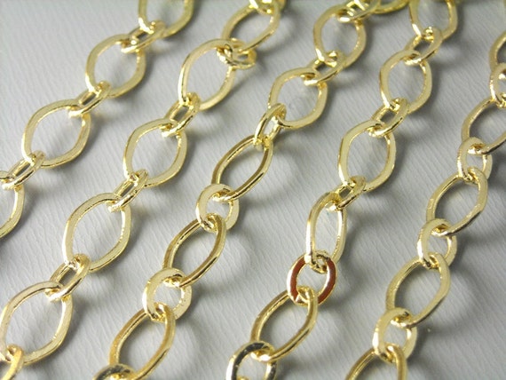 Alternating Oval / Circle Cable Link Chain, KC Gold Plated, 9mmx6mm / 5mmx4mm - 5 feet