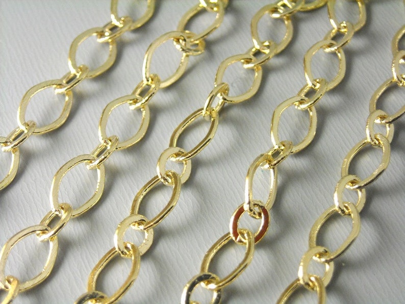 Alternating Oval / Circle Cable Link Chain, KC Gold Plated, 9mmx6mm / 5mmx4mm - 5 feet image 1