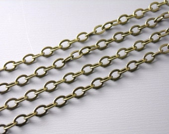 Flat Soldered Cable Link Chain, Antiqued Brass, 3.5mmx2.5mm - 10 feet