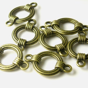 3D Round Donut Connector Links, Antique Bronze Plated, 27mm x 17mm - 10 pieces