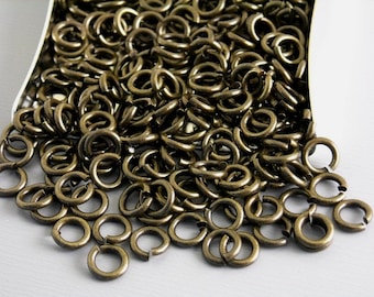 Thick Open Cut Jump Rings, Dark Antique Bronze Plated, 5mm, 20 gauge - 50 pieces