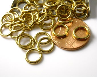 Open Cut Raw Brass Jump Rings, Three Size Options: 5mm, 6mm or 8mm - 50 pieces