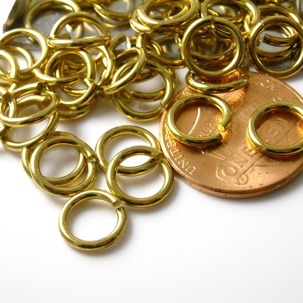 Open Cut Raw Brass Jump Rings, Three Size Options: 5mm, 6mm or 8mm - 50 pieces
