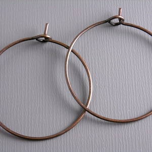 Wineglass Hoop Earrings, Antique Copper Plated, 25mm diameter, 22 gauge wire 20 pieces image 1