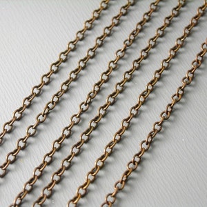 Copper Soldered Cable Link Chain, Antique Copper Plated, 2mmx1.5mm - 10 feet