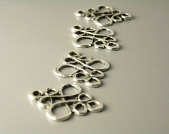 Flat Filigree Infinity Link Charms, Antique Silver Plated, 22mmx18mm - 10 pieces