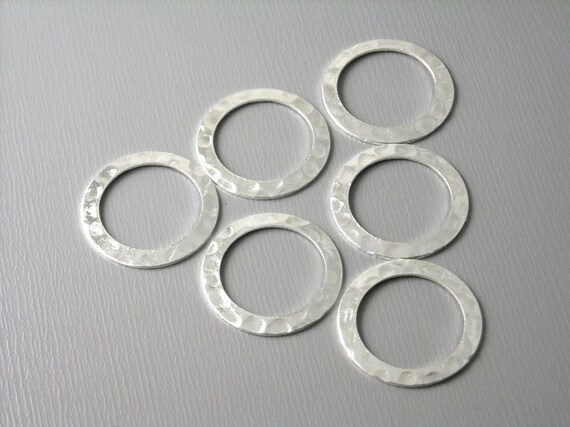 10pcs-Link Connector Flat Round Textured Antique Bronze Double Side.