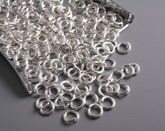 Sturdy Open Cut Jump Rings, Silver Tone Plated, 4mm diameter, 20 gauge - 100 pieces