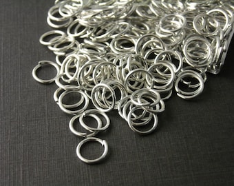 Sturdy Open Cut Jump Rings, Antique Silver Plated, 6mm diameter - 50 pieces