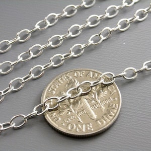 Premium Soldered Oval Cable Link Chain, Silver Tone Plated, 4mmx3mm 10 Feet image 1