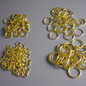 Gold Plated Jump Ring Assortment - 100 pieces (includes 4mm, 6mm, 8mm and 10mm rings)