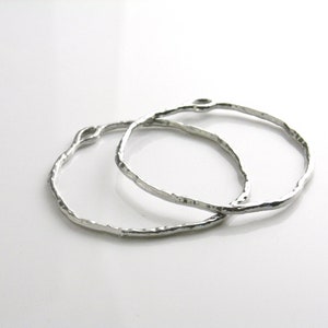 Asymmetrical Textured Ring Link Dangles, Platinum Plated, 34mm - 2 pieces