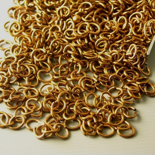 Open Cut Oval Jump Rings, Antique Copper Plated, 4mmx3mm, 22 gauge - 100 pieces