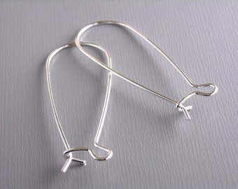 Kidney Hoop Ear Wire, Silver Tone Plated, 33mmx14mm - 30 pieces