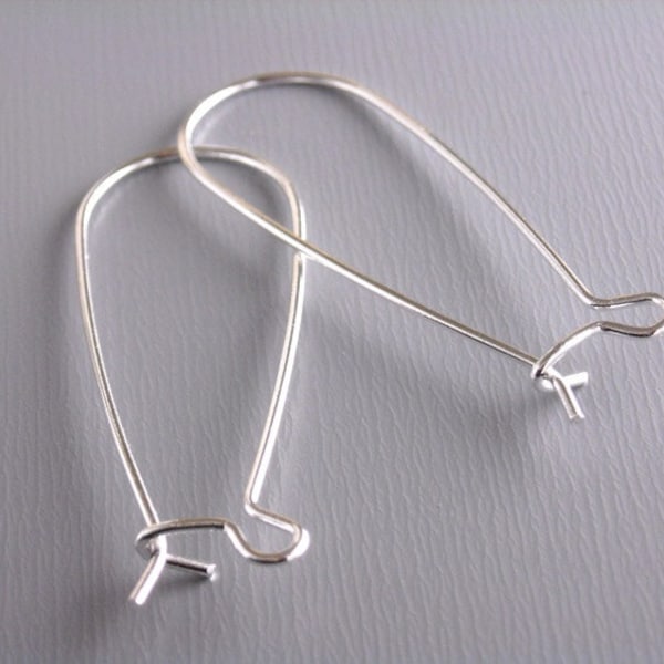 Kidney Hoop Ear Wire, Silver Tone Plated, 33mmx14mm - 30 pieces