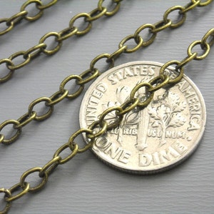 Premium Cable Link Chain, Antique Brass, 4mm x 3mm - 10 feet