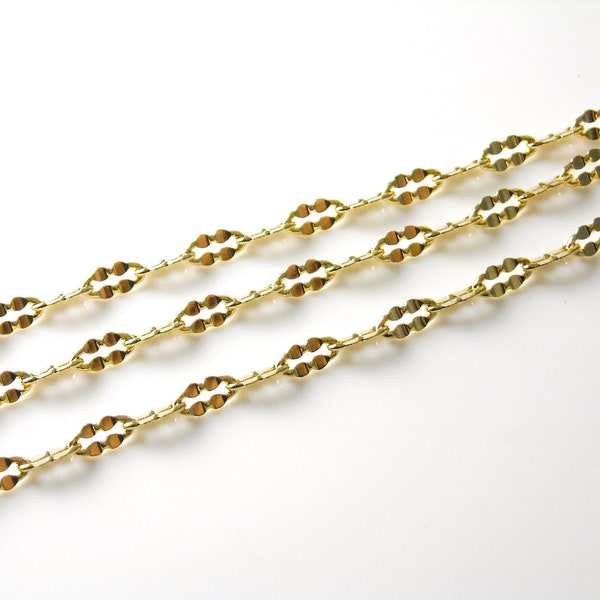 Finished Peanut Link Chain Necklace, 18k Gold Plated, 4mmx2mm links, Choose Length(s)/Qty.