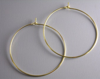 Wineglass Hoop Earrings, Gold Tone Plated, 35mm diameter, 22 gauge wire - 20 pieces