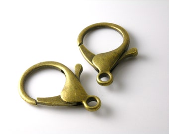 Extra Large Lobster Clasps, Antique Bronze Plated, 35mmx24mm - 2 pieces