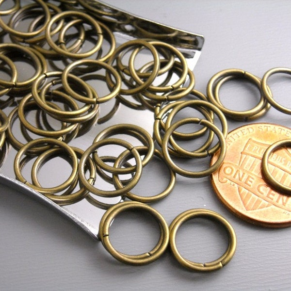 Sturdy Open Cut Jump Rings, Antique Bronze Plated, 10mm, 21 gauge - 50 pieces