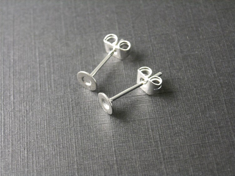 STUD-SLVR-4MM 4mm Stainless Steel Cabochon Setting Ear Stud - Etsy