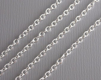 Sturdy Silver Cable Link Chain, Silver Tone Plated, 2mmx1.5mm - 10 feet