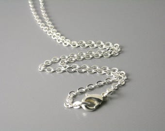 Flat Silver Plated Cable Link Chain Necklace: 4mm x 3mm, 18-20 Inch