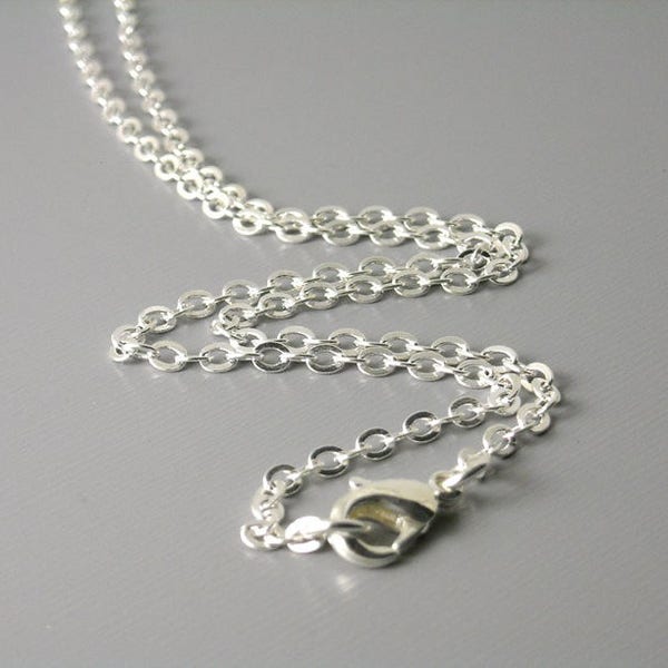 Readymade Silver Cable Link Necklace, Silver Tone Plated, 4mmx3mm - Choose from two lengths (18" or 20" inches)