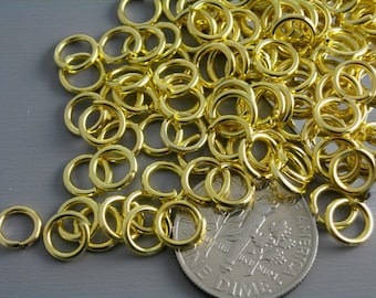 Sturdy Open Cut Gold Jump Rings, Gold Tone Plated, 6mm, 20 gauge - 50 pieces